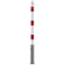 Barrier posts | Steel tube  60 x 2,5 mm | removable | with Euro profile cylinder lock | hot-dip galvanized and white coatedwith three red reflecting stripes | with 1 eyelet
